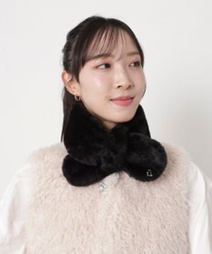 MOONBAT FURLA（フルラ）プチリボンマフラー  アーチロゴ フェイクファー