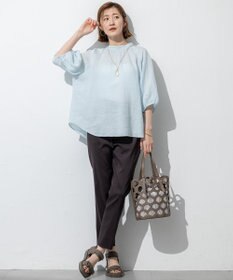 23区 【洗える】リネンレーヨンストレッチ テーパード パンツ