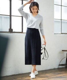 ICB 【洗える】ハウンドトゥースパターン ニットスカート