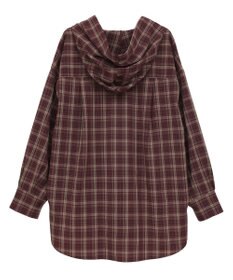 earth music&ecology フーディーチェックシャツ