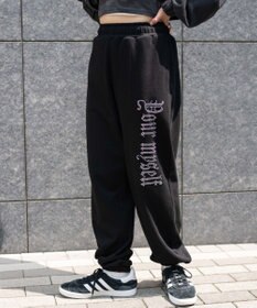 WEGO 【ウエストゴム】ラインストーンロゴスウェットパンツ