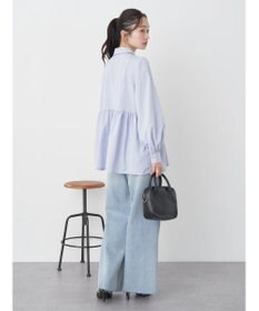 earth music&ecology リボン付き切り替えギャザーシャツチュニック