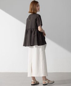 23区 【洗える】カラミ ストライプ ペプラム ブラウス