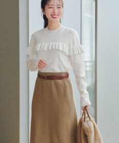 Tiaclasse L モックネックフリルニットトップス