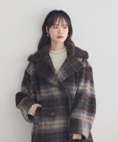 earth music&ecology チェックシャギーコート