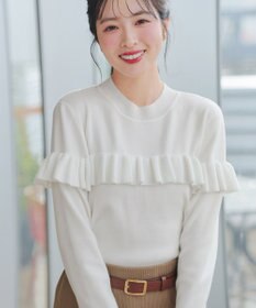 Tiaclasse L モックネックフリルニットトップス