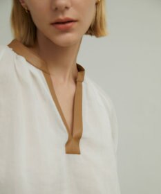 BEIGE， PAULINE / レザーコンビブラウス