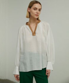 BEIGE， PAULINE / レザーコンビブラウス