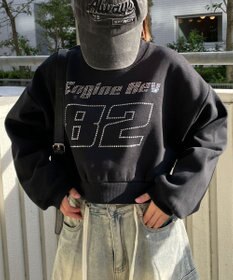 WEGO ラインストーンプルオーバースウェット