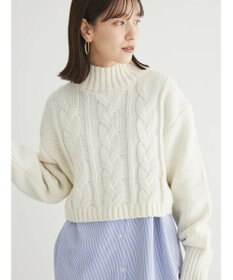 Green Parks ショート丈ケーブルニットプルオーバー