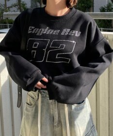 WEGO ラインストーンプルオーバースウェット