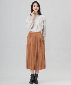 J.PRESS LADIES L 【洗える】マロンサテン ランダムプリーツ スカート