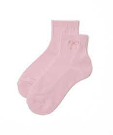 WEGO リボン刺繍アンクルパイルソックス