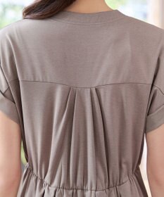 Tiaclasse ベルト付きフレンチスリーブポケットワンピース