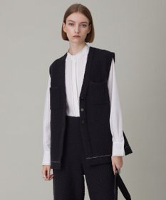 ICB L ブークレツイード ニットジレ