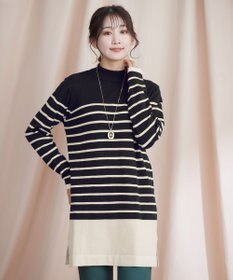 Tiaclasse 【洗える】ボーダーニットチュニック