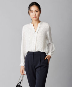 ICB 【洗える・UVケア】BackSatinAmunzen キーネックブラウス