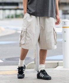 WEGO 【撥水/速乾/ウエストゴム/ユニセックス着用ITEM/MLサイズ展開】ナイロンイージーバギーカーゴショーツ