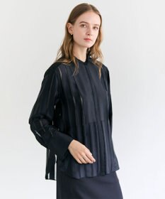 BEIGE， HAUYNITE / シアーストライプバンドカラーブラウス