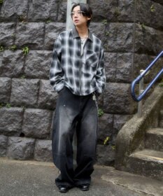 WEGO 【ユニセックス着用ITEM】オンブレチェックシャツジャケット