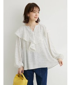 Green Parks 柄アソートラッフル衿ブラウス