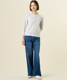 J.PRESS LADIES S 【洗える】BASIC STRETCH DENIM ワイド ストレート デニム