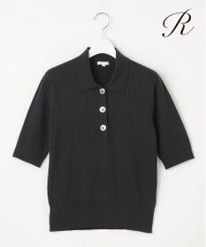 23区 【R(アール)】シルクコットン ポロカラー リブニット