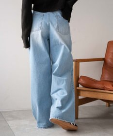 WEGO 【ウエスト調整付き】ウエストフックデニムワイドパンツ
