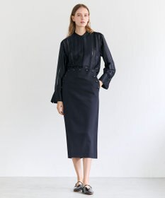 BEIGE， HAUYNITE / シアーストライプバンドカラーブラウス