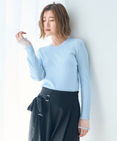 YECCA VECCA 袖口シアーリブニット