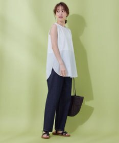 ANY レイヤード布帛ドッキングタンクトップ