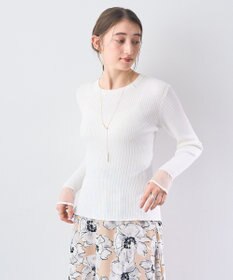 YECCA VECCA 袖口シアーリブニット