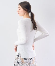 YECCA VECCA 袖口シアーリブニット