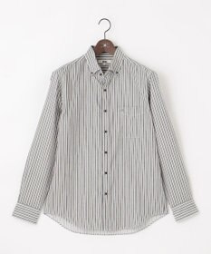 JOSEPH ABBOUD 【柔らか・光沢感】コットンビエラストライプ シャツ グレー系1