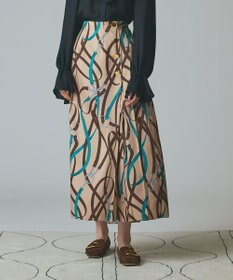 GRACE CONTINENTAL ベルトプリントアシメプリーツスカート