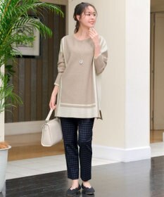 Tiaclasse 【新色追加・洗える】配色ニットチュニック