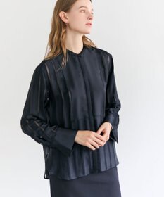 BEIGE， HAUYNITE / シアーストライプバンドカラーブラウス