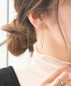 Phoebe 【痛くないシリーズ/金属アレルギー対応】スウィングクリスタルループフィットイヤリング　シルバー