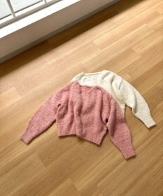 Feroux 【洗える】リボンヤーン プルオーバーニット