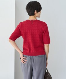 AMERICAN HOLIC ケーブル５分袖ニットプルオーバー