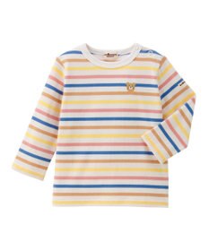 MIKI HOUSE HOT BISCUITS 【80-120cm】ボーダー柄 ワンポイント長袖Tシャツ