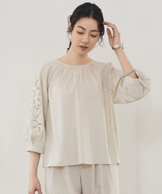 自由区 【SHIHOさん着用】エンブロイダリーブロードパフスリーブ ブラウス