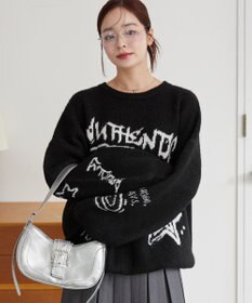 WEGO フラッフィーグラフィックBIGニットプルオーバー