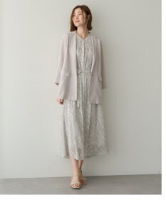 YECCA VECCA シアードット柄ギャザーワンピース