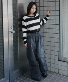 WEGO モヘアタッチダメージショートニット