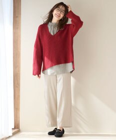 ANY ウールブレンドバルキーニット Vネック