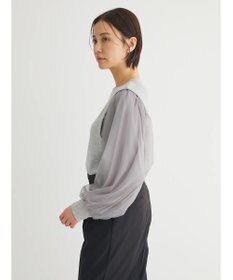 Green Parks 袖チュールドッキングリブプルオーバー