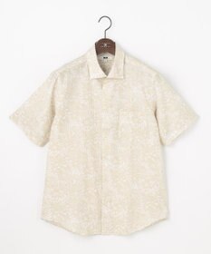 JOSEPH ABBOUD 【清涼・JAPANファブリック】ビッグリーフサッカープリント 半袖シャツ