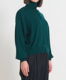 muuc 〈洗える極上メリノウール〉丸襟カーディガン〈ゆったり体型を選ばない〉〈アンサンブル可能〉〈袖の透かし編み〉