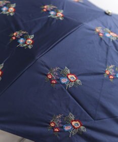 AND WOOL 〈UVカット率99%以上・一級遮光生地・晴雨兼用〉野ばら刺繍の日傘 （折りたたみ傘タイプ）